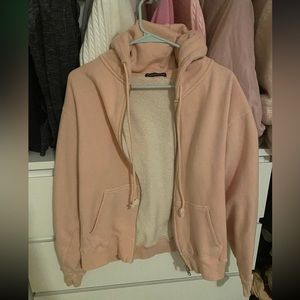 Brandy Melville salmon pink christy zip up hoodie
